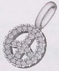 ESTATE .15CT DIAMOND 14K WHITE GOLD CLASSIC CIRCULAR PEACE SIGN FLOATING PENDANT