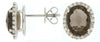 5.25CT DIAMOND & AAA SMOKY TOPAZ 14KT WHITE GOLD 3D OVAL & ROUND STUD EARRINGS