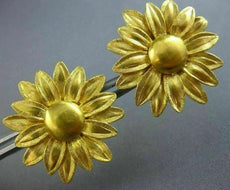 ANTIQUE 24K YELLOW GOLD 3D CLASSIC HANDCRAFTED FILIGREE FLOWER SUNBURST EARRINGS