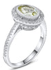 1.35CT DIAMOND & AAA LEMON QUARTZ 14KT WHITE GOLD 3D OVAL & ROUND SOLITAIRE RING