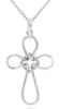 ESTATE .07CT DIAMOND 14K WHITE GOLD 3D SQUARE GEOMETRICAL CROSS FLOATING PENDANT