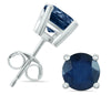 ESTATE .90CT AAA SAPPHIRE 14KT WHITE GOLD 3D CLASSIC ROUND 4 PRONG STUD EARRINGS