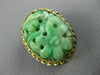ANTIQUE AAA JADE 14KT YELLOW GOLD 3D HANDCRAFTED OVAL FLOWER FILIGREE PIN BROOCH