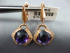 4.18CT DIAMOND & AAA AMETHYST 14KT ROSE GOLD CUSHION SEMI BEZEL HANGING EARRINGS