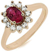 ESTATE .92CT DIAMOND & AAA RUBY 14KT ROSE GOLD 3D OVAL & ROUND FLOWER FUN RING