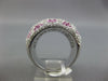 EXTRA LARGE 4.11CT DIAMOND & AAA PINK SAPPHIRE 18KT WHITE GOLD MULTI FLOWER RING