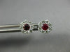 ESTATE .63CT DIAMOND & AAA RUBY 18KT WHITE GOLD 3D FLOWER CLUSTER STUD EARRINGS