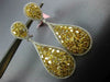 LARGE GIA 11.52CT WHITE & FANCY YELLOW DIAMOND 18K GOLD CLUSTER HANGING EARRINGS