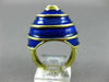 ANTIQUE .58CT OLD MINE DIAMOND & BLUE ENAMEL 18K YELLOW GOLD SOLITAIRE RING 1992