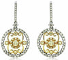ESTATE 1.28CT WHITE & FANCY YELLOW DIAMOND 14K TWO TONE GOLD 3D HANGING EARRINGS