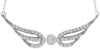 ESTATE .25CT DIAMOND 14KT WHITE GOLD SOLITAIRE DOUBLE LEAF V SHAPE LOVE NECKLACE