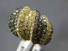 LARGE 5.92CT WHITE & MULTI COLOR DIAMOND 18KT YELLOW GOLD 3D MULTI ROW FUN RING