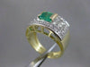 ANTIQUE WIDE 1.25CTW OLD MINE CUT DIAMOND EMERALD 14K GOLD BAND RING 12MM #2008
