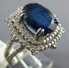 LARGE 6.18CT DIAMOND & SAPPHIRE 14KT WHITE GOLD OVAL DOUBLE HALO ENGAGEMENT RING