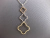 ESTATE LARGE .71CT DIAMOND 18K TRI COLOR GOLD 4 LEAF CLOVER JOURNEY LOVE PENDANT