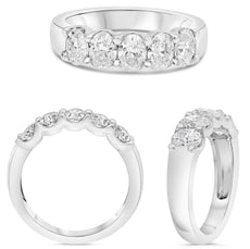 1.5CT DIAMOND PLATINUM OVAL 5 STONE LUCIDA SHARED PRONG WEDDING ANNIVERSARY RING