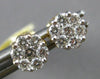 ESTATE .50CT DIAMOND 14K WHITE GOLD 3D CLASSIC CLUSTER FLOWER SCREWBACK EARRINGS