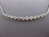 ESTATE .56CT DIAMOND 18K WHITE GOLD ROUND GRADUATING BAR HAPPY FACE FUN NECKLACE