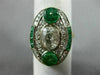 ANTIQUE LARGE 2.25CT OLD MINE DIAMOND & AAA EMERALD 18K 2 TONE GOLD 3 STONE RING