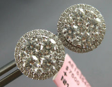 EXTRA LARGE 2.35CT DIAMOND 14KT WHITE GOLD CLUSTER INVISIBLE HALO STUD EARRINGS