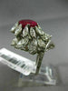 ESTATE EXTRA LARGE 6.30CT DIAMOND & AAA RUBY PLATINUM FLOWER OPEN FILIGREE RING