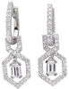 1.3CT DIAMOND 14KT WHITE GOLD ROUND & BAGUETTE INFINITY HEXAGON HANGING EARRINGS