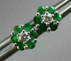 ESTATE .45CT DIAMOND & AAA EMERALD 14KT WHITE GOLD CLASSIC FLOWER STUD EARRINGS
