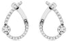 .22CT DIAMOND 14KT WHITE GOLD 3D TEAR DROP FLOWER SIDEWAYS HOOP HANGING EARRINGS