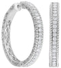 ESTATE 1.43CT DIAMOND 18KT WHITE GOLD 3D CLASSIC FILIGREE HOOP HANGING EARRINGS
