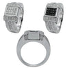 WIDE 1.0CT WHITE & BLACK DIAMOND 14KT WHITE GOLD INTERCHANGEABLE SQUARE FUN RING