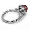 LARGE 5.46CT DIAMOND & AAA RED SAPPHIRE 18T WHITE GOLD CABOCHON ENGAGEMENT RING