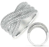 LARGE 1.62CT DIAMOND 14KT WHITE GOLD 3D MULTI ROW CRISS CROSS INFINITY LOVE RING