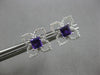 .75CT DIAMOND & AAA AMETHYST 14KT WHITE GOLD PRINCESS CUT & ROUND STUD EARRINGS