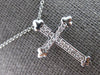 ESTATE .17CT DIAMOND 14KT WHITE GOLD 3D CLASSIC CROSS FLORAL FLOATING PENDANT