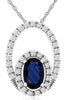 ESTATE .80CT DIAMOND & AAA SAPPHIRE 14KT WHITE GOLD DOUBLE OVAL FLOATING PENDANT