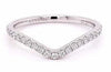 ESTATE .21CT DIAMOND 18KT WHITE GOLD 3D CLASSIC V SHAPE WEDDING ANNIVERSARY RING