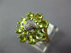 ESTATE WIDE 3.90CT DIAMOND & AAA PERIDOT 14KT TWO TONE GOLD 3D FLOWER FUN RING