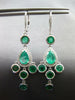 LARGE 6.03CT DIAMOND & AAA EMERALD 18KT WHITE GOLD 3D LEVERBACK HANGING EARRINGS