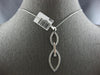 LARGE .38CT DIAMOND 14KT WHITE GOLD DOUBLE LEAF SOLITAIRE FUN FLOATING PENDANT