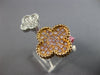 LARGE .66CT WHITE & PINK DIAMOND 18K WHITE & ROSE GOLD FLOWER FILIGREE LOVE RING
