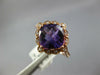 WIDE 2.51CT DIAMOND & AAA AMETHYST 14KT ROSE GOLD CUSHION & ROUND FILIGREE RING