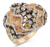 LARGE 4.20CT WHITE & MULTI COLOR DIAMOND 18K ROSE GOLD MULTI SHAPE COCKTAIL RING