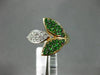 ESTATE WIDE .53CT DIAMOND & AAA TSAVORITE 14K YELLOW GOLD 3D LEAF CLUSTER RING