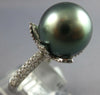 LARGE .55CT DIAMOND & AAA TAHITIAN PEARL 18KT WHITE GOLD FLOWER ENGAGEMENT RING