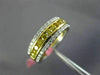 ESTATE .88CT WHITE & FANCY YELLOW DIAMOND 18K 2 TONE GOLD 3 ROW ANNIVERSARY RING