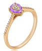 .89CT DIAMOND & AAA AMETHYST 14KT ROSE GOLD 3D PEAR SHAPE & ROUND SOLITAIRE RING