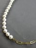 LONG AAA SOUTH SEA PEARL 14KT YELLOW GOLD MULTI LINK SEMI ETERNITY LOVE NECKLACE