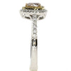 .72CT WHITE PINK & FANCY YELLOW DIAMOND 18KT TRI COLOR GOLD PEAR SHAPE HALO RING