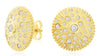 ESTATE .50CT DIAMOND 14K YELLOW GOLD ETOILE CIRCULAR SEA SHELL FUN STUD EARRINGS