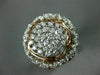 ESTATE EXTRA LARGE 1.50CT DIAMOND 14KT WHITE & ROSE GOLD CLUSTER MULTI ROW RING